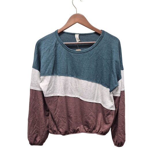 Lazy Sundays Color Block Soft Knit Pullover Sweatshirt Made In Usa - Picture 2 of 5